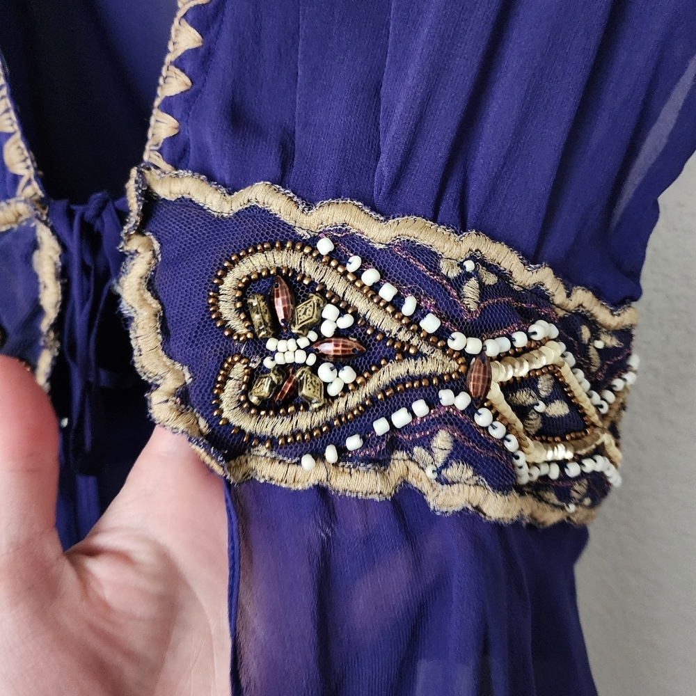 GRACE CONTINENTAL silk beaded embroidered blouse in purple NEW - Picture 10 of 10